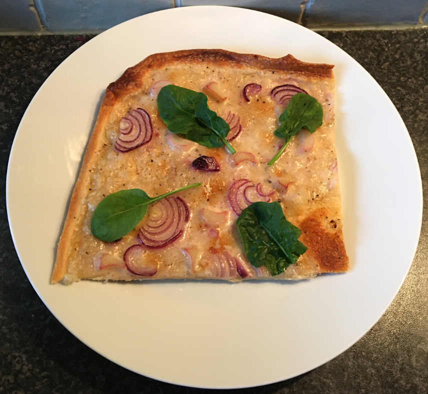 Vegan Tarte Flambée with Rhubarb